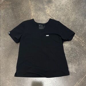 Figs Black Short Sleeve Tee Classic Crew Neck